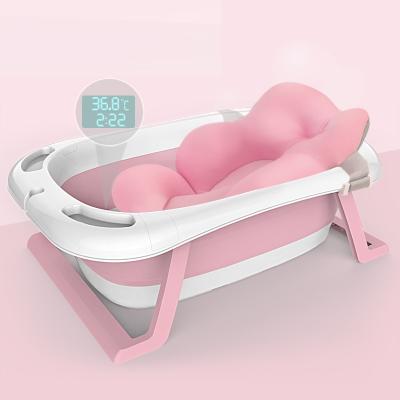 China Portable Collapsible Foldable Baby Bathtub, Plastic Kids Folding Newborn Baby Bathtub Set With Net for sale