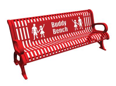 China Red Steel Cast Aluminium Garden Bench , Metal Buddy Bench For Schools for sale