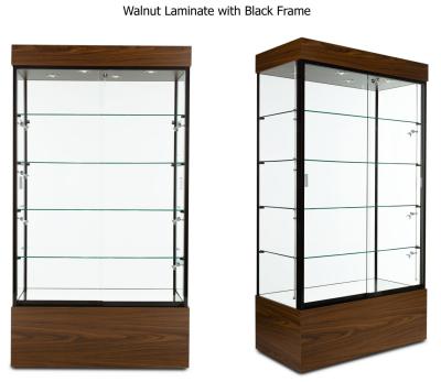 China Multi Colored Frame Wood And Glass Display Case , Lockable Glass Showcase Cabinet for sale