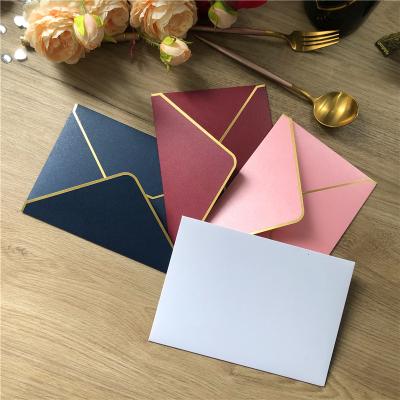 China Luxurious Gift Wrap Factory Price Gold Foil Edge Envelope Paper Envelopes for sale