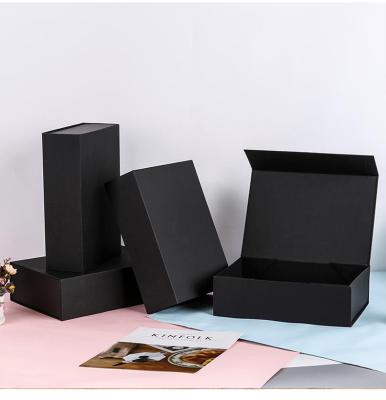 China Recycled Materials Black Magnetic Gift Box Gift Flower And Shoes Packaging Box With Magnetic Lid for sale