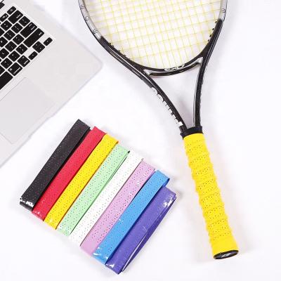 China Bulk Sale Sweat-absorbent Customized Non Slip Sweat Absorbent Colored Perforated Badminton Tennis Rackets Super Tacky Overgrips for sale