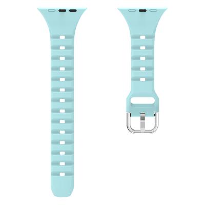 China Wholesale Water Resistant Wave Groove Design Silicone Rubber Watch Strap Band For Apple Watch Series 7 6 5 4 3 2 1SE for sale