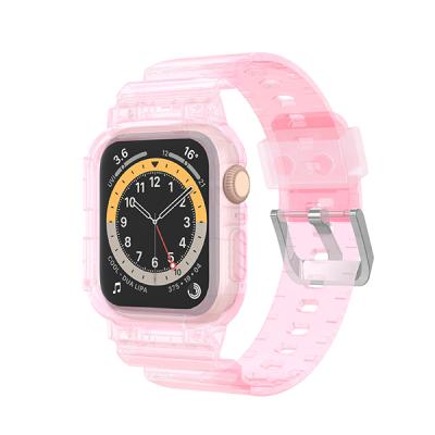 China Breathable Jelly Clear Transparent TPU Watch Strap Band For Apple Watch 42mm 44mm 38mm 40mm for sale