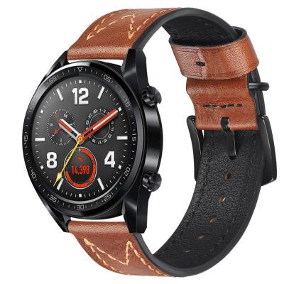 China Wholesale Classic Superior Leather Strap Smart Watch Band Soft Touch Watch Bands For Huawei GT 2 for sale