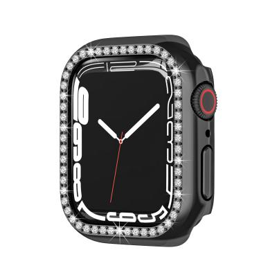 China 2021 New Best Quality Fashionable Single Row Diamond PC Diamond Shockproof Protective Watch Case For Apple Watch 7 for sale