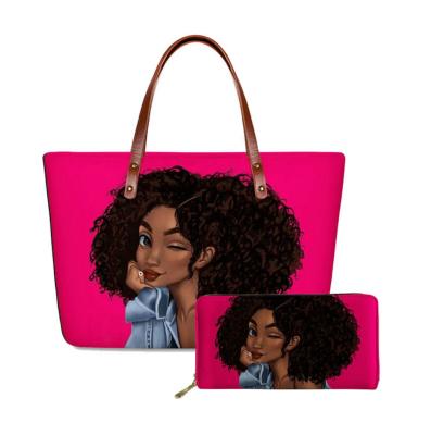 China Polyester Fashion Black African Girls Print Ladies Purses and Handbags Wholesale Designer Handbags For Women Luxury Leather Ladies for sale