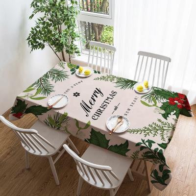 China Holly Good Quality Polyester Christmas Waterproof Hot Sale Tablecloth Printed Picnic Tablecloth for sale