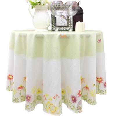 China Stock American style for sale printed poly/cotton fabric tablecloth for round table 70