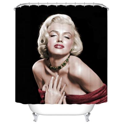 China Sustainable Sexy Bathroom 3D Digital Printing Luxury Shower Curtain With Matching Window Curtain for sale