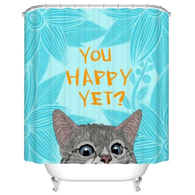 China Viable Cat Machine Washable Funny Shower Curtain Different Colors Available for sale