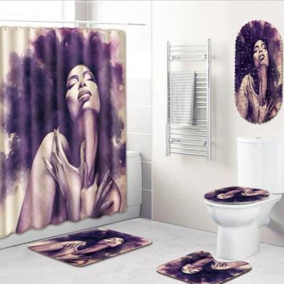 China Sexy African Women Girl Shower Curtain Bath Cover Sets for sale