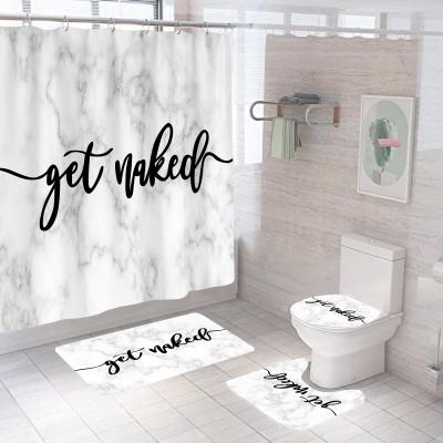 China Viable Get Naked On The Marbles High Quality Shower Curtain And Bath Mat Set For Bathroom for sale