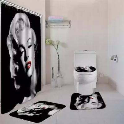 China Sustainable Marilyn Monroe Designer Shower Curtain Set For Custom Bathroom African American for sale