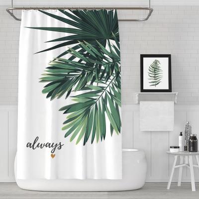 China Sustainable Palm Digital Printed Shower Curtain With Grommet Polyester Water Repellent Customized Pattern And Size for sale