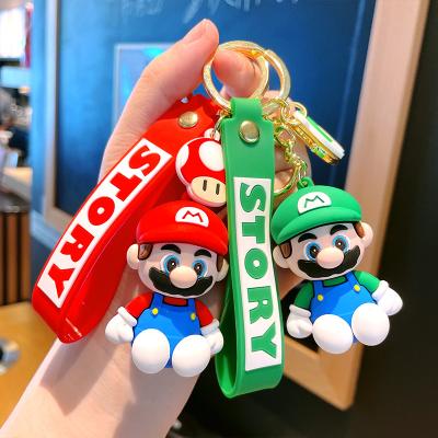 China 2022 New Arrival Rubber Customized Designer 3D Promotional Souvenir Gifts 3D Game Mario Key Chain Pendant With Straps for sale