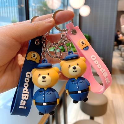 China Cute Cartoon Girls Keychains Rubber Creative Korean Custom Logo PVC Designer 202 1Popular Panda Cute Keyring PVC Suovenir Gift for sale