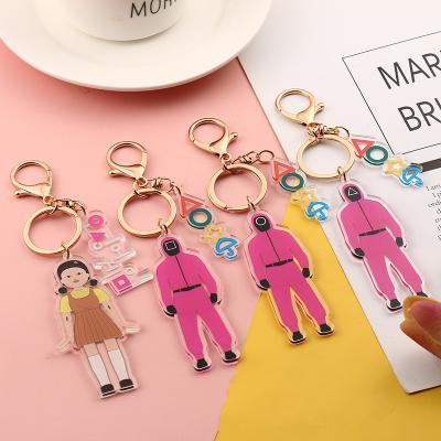 China Custom Amazon Logo Cosplay Staff Charms Key Chain Squid Llaveros Designer Korean Transparent Acrylic Custom Hot Plastic Game for sale