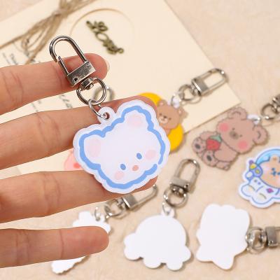 China Korean Women Cartoon Girl Keychains Designer Creative Custom Gifts Plastic Central Institute of Statistics Logo Acrylic Cute Keyring Suovenir Bag Decoration Pendant for sale