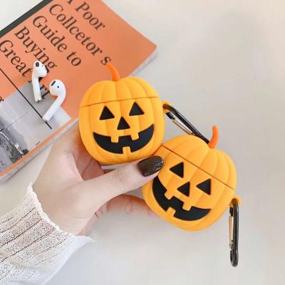 China For Cute Halloween Pumpkin 3D Silicone Cartoon Earphone Case Cover Earbus Cases Halloween Pumpkin Wireless Earphone Protector Pro for sale