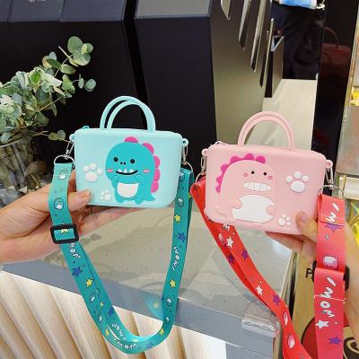 China 2022 Promotional Fashion New Arrival Korean Designer Central Institute of Statistics Cute Animal Dinosaur Silicone Coin Wallet Bags for Kids with Strap for sale