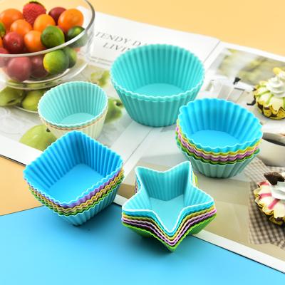 China Disposable Food Grade Silicone Eco-friendly Custom Form Mafen Cup Cake Supporting Mold Mini Cake DIY Reusable Maker Baking Cups for sale