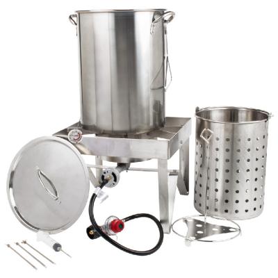 China Outdoor Kitchen Gourmet Deluxe Turkey Fryer Pot Fryer Kit Silver Lightweight Outdoor Kitchen Gourmet Deluxe Turkey Fryer Pot Fryer Kit for sale