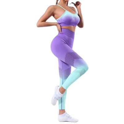 China Breathable OEM Custom Logo Seamless Activewear Factory Wholesale Supplier Rainbow Color Activewear set gradient seamless yoga set for sale