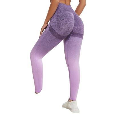 China Breathable Custom Logo OEM High Waist Fitness Pants Hip Lifting Sports Legging Honey Peach Hip Gradient Yoga Seamless Legging for sale