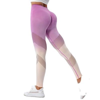 China Breathable Custom Logo OEM gradient Fitness Pants Hip Lifting Sports Legging Honey Peach Hip Gradient Yoga Seamless Legging for sale