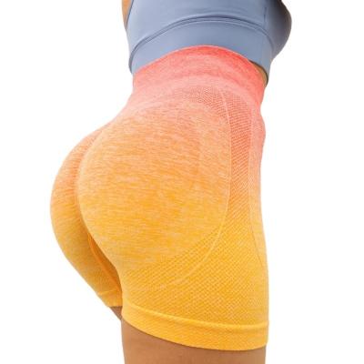 China Breathable OEM Custom Logo Seamless Activewear Supplier Fitness Clothing Wholesaler Rainbow Gradient Color Biker Shorts for sale