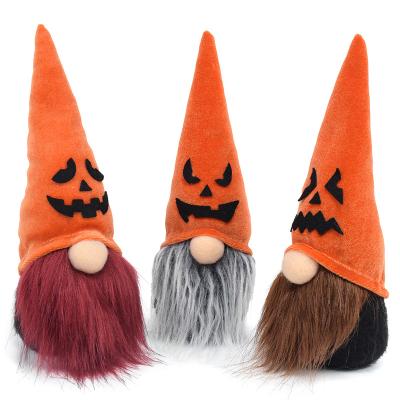 China Custom Halloween Decoration 8.7 Inch Openers Gifts Shelf Decor Gonk Dolls Orange Pumpkin Gnomes for sale