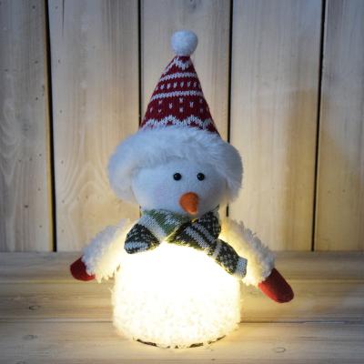 China Handwork Christmas 2022 Lighted LED Glow Christmas Ornament Indoor Light Up Plush Mini Christmas Snowman Decor for sale