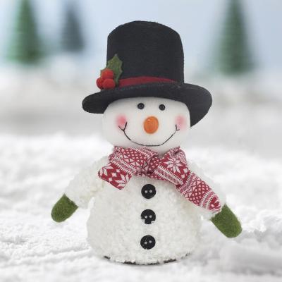 China 11 Inch Handmade Christmas Lighted Snowman Table Decoration Christmas Gifts Display Small Plush Christmas Doll Ornaments For Home Decor for sale