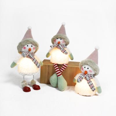 China Christmas Decoration Factory LED Christmas Decorations Navidad Dolls Indoor Christmas Gifts Plush Animated Little Cloth Snowman for sale