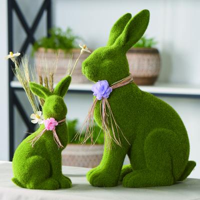 China Ceramic Bunny Plush Bunny Home Ornament Decorations Household Flocking Wholesale Green Easter Party Decoration Accept Customized Logo BHH for sale