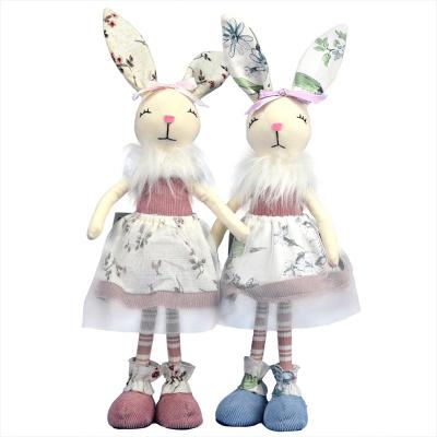 China Polyester 2022 15 Inch Handcraft Easter Indoor Decoration Of Rabbit Gifts Standing Ear Long Stuffed Plush Rabbit for sale