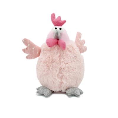 China High Quality Fabric Hen For Home Decoration Stuffed Animal 21CM Easter Decor Chicken Rooster Stuffed Pink Plush Toy for sale