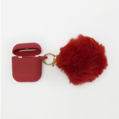 China Eco-friendly Silicone Cases For Airpods 2 Luxury Protective Cover Case Shockproof Earphone Sleeve With Pom Pom Fur Ball Keychain Strap Earbud for sale