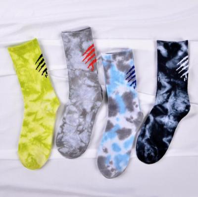 China Popular unisex breathable stock crew tie dye claw the high brand of cotton street fashion sports men's socks for sale