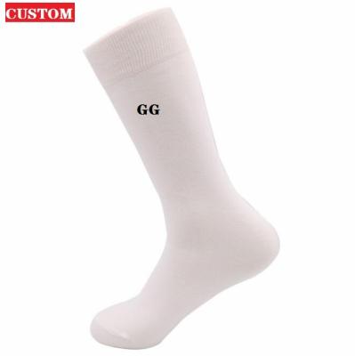 China Custom Letter Logo Brand Design Soxtown Printing Embroidery Supplier Simple White Socks for sale