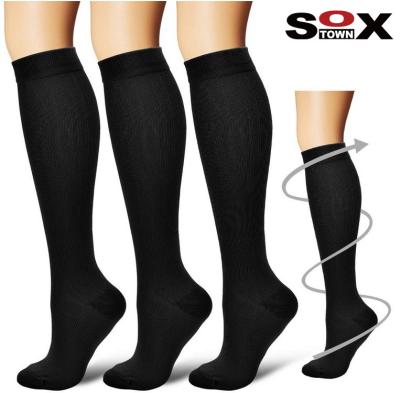 China Athletic Men Running Football Cycling Sport Boots Logo Design Customizable Knee High Compression 20-30mmhg Nurse Medical Socks for sale