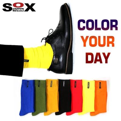 China SOXTOWN Corap Antibacterial Running High Quality Cotton Weekly Wear Colorful Crew Men Dress Work Socks for sale