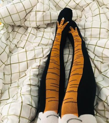 China Fashion Girl Breathable Cotton Stocking Skinny Chicken Feet Design Calcetines Women Long Over Knee Socks for sale