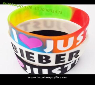 China Custom debossed silicone wristband with your logo size 202*25*2mm glow in dark for sale