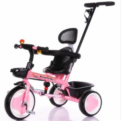 China Hot Sell Children High Quality Baby Tricycle with pushbar pink color for sale