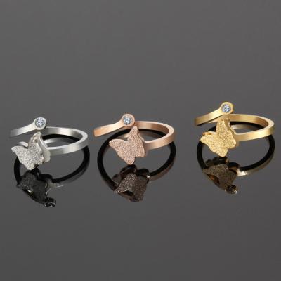 China Good Return Product Butterfly Simple Ring Rose Gold Ring Single FASHIONABLE Ring for sale