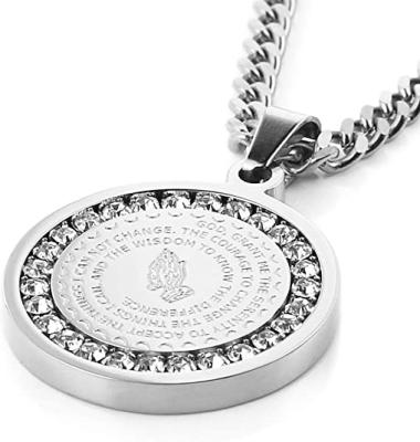 China New Style FASHIONABLE Best Selling Round Stainless Steel Necklace Pendants Prayer Pendant Necklace for sale