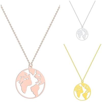 China Wholesale Price Quality Amazing FASHIONABLE Pendant Round Map Globe Stainless Steel Necklace Pendants for sale