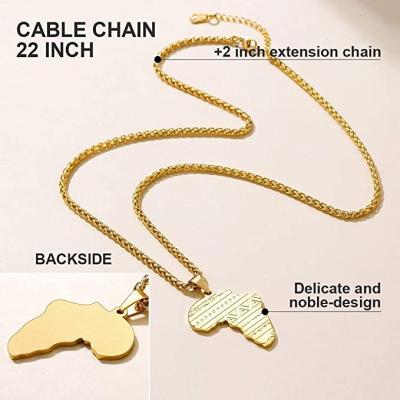 China New Trendy List Fashion Super Men's Quality Africa Map Stainless Steel Pendant Necklace Pendants for sale